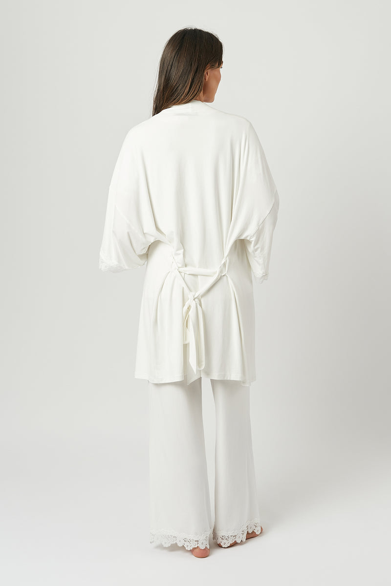 UNE PIECE-Lace Trim Modal Robe IVORY