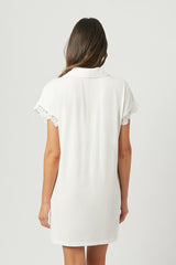 UNE PIECE-Lace Trim Sleep Shirt Nightie IVORY