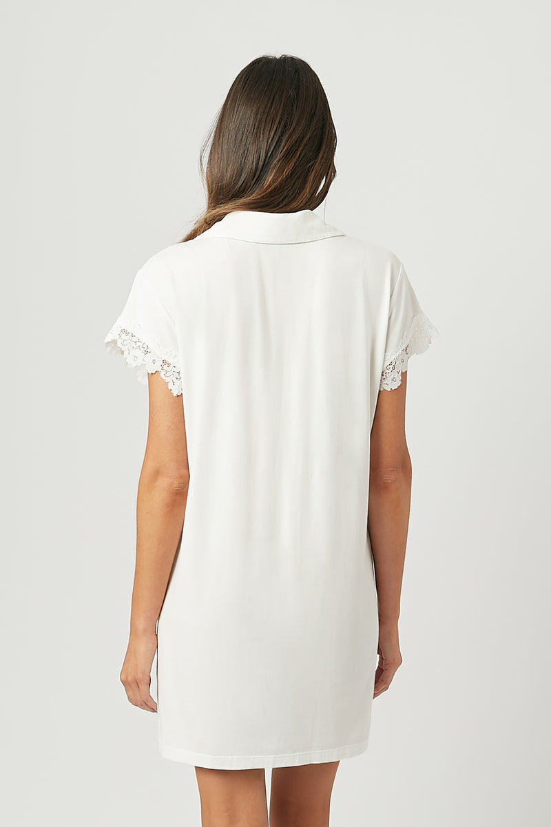 UNE PIECE-Lace Trim Sleep Shirt Nightie IVORY