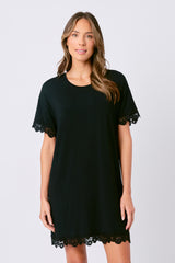 UNE PIECE Lace Trim Sleep Tee Nightie in Black