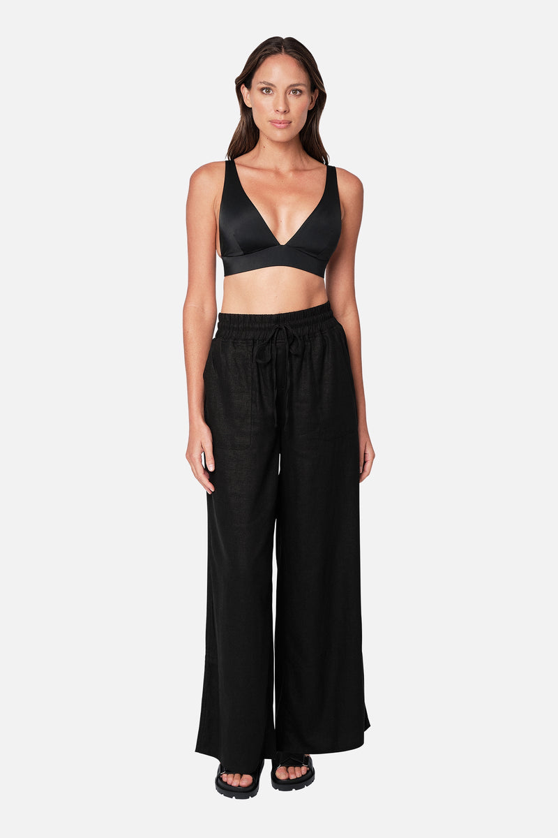 UNE PIECE-Linen Palazzo Pants BLACK