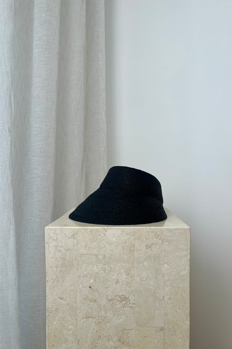 UNE PIECE-Madagascan Raffia Visor BLACK