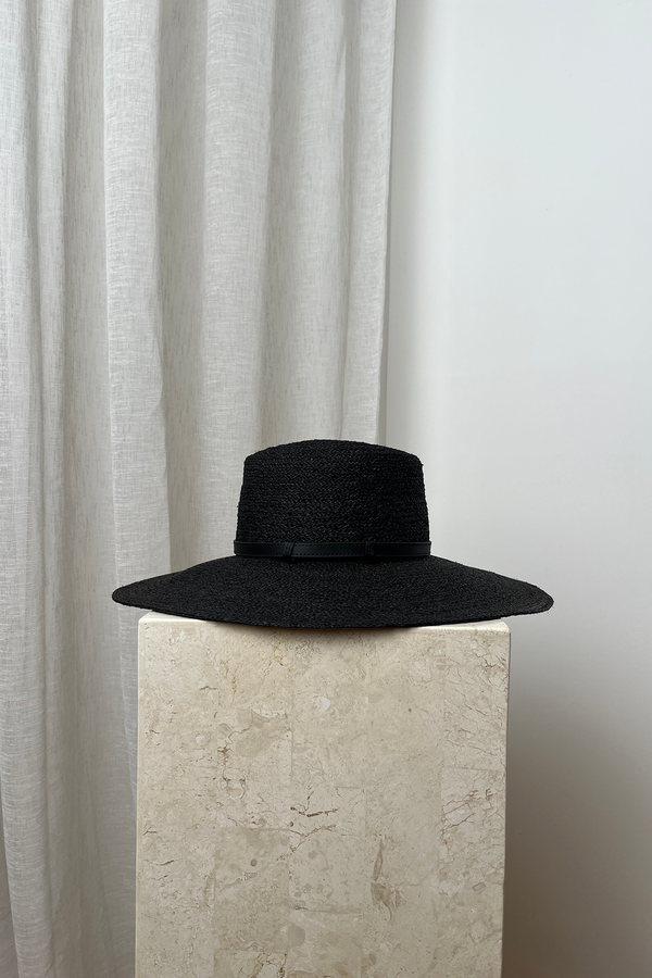 UNE PIECE-Madagascan Raffia Wide Brim Hat BLACK