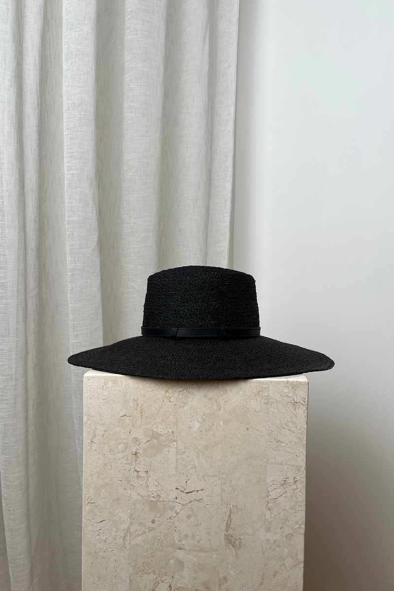 UNE PIECE-Madagascan Raffia Wide Brim Hat BLACK