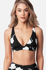 UNE PIECE Never Say Never Bikini Bralette in Magnolia Silhouette Black