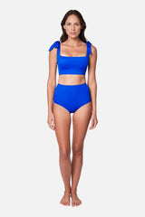 UNE PIECE Never Say Never High-Waisted Bikini Bottom in Cobalt Blue