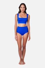 UNE PIECE Never Say Never High-Waisted Bikini Bottom in Cobalt Blue