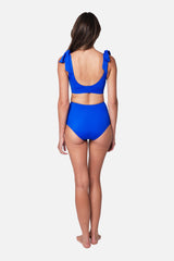 UNE PIECE Never Say Never High-Waisted Bikini Bottom in Cobalt Blue