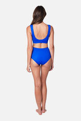 UNE PIECE Never Say Never High-Waisted Bikini Bottom in Cobalt Blue