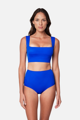 UNE PIECE Never Say Never High-Waisted Bikini Bottom in Cobalt Blue
