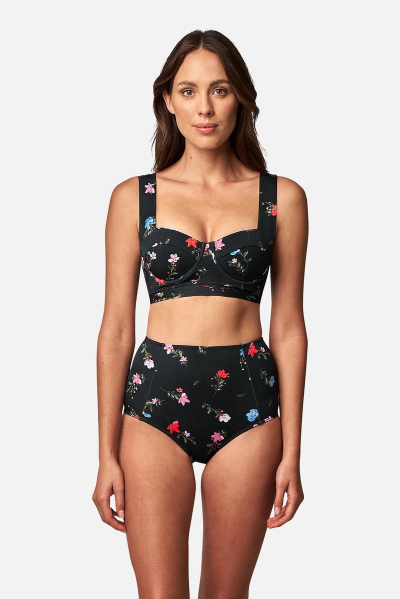 UNE PIECE-Never Say Never High-Waisted Bikini Bottom HAWTHORN BLACK