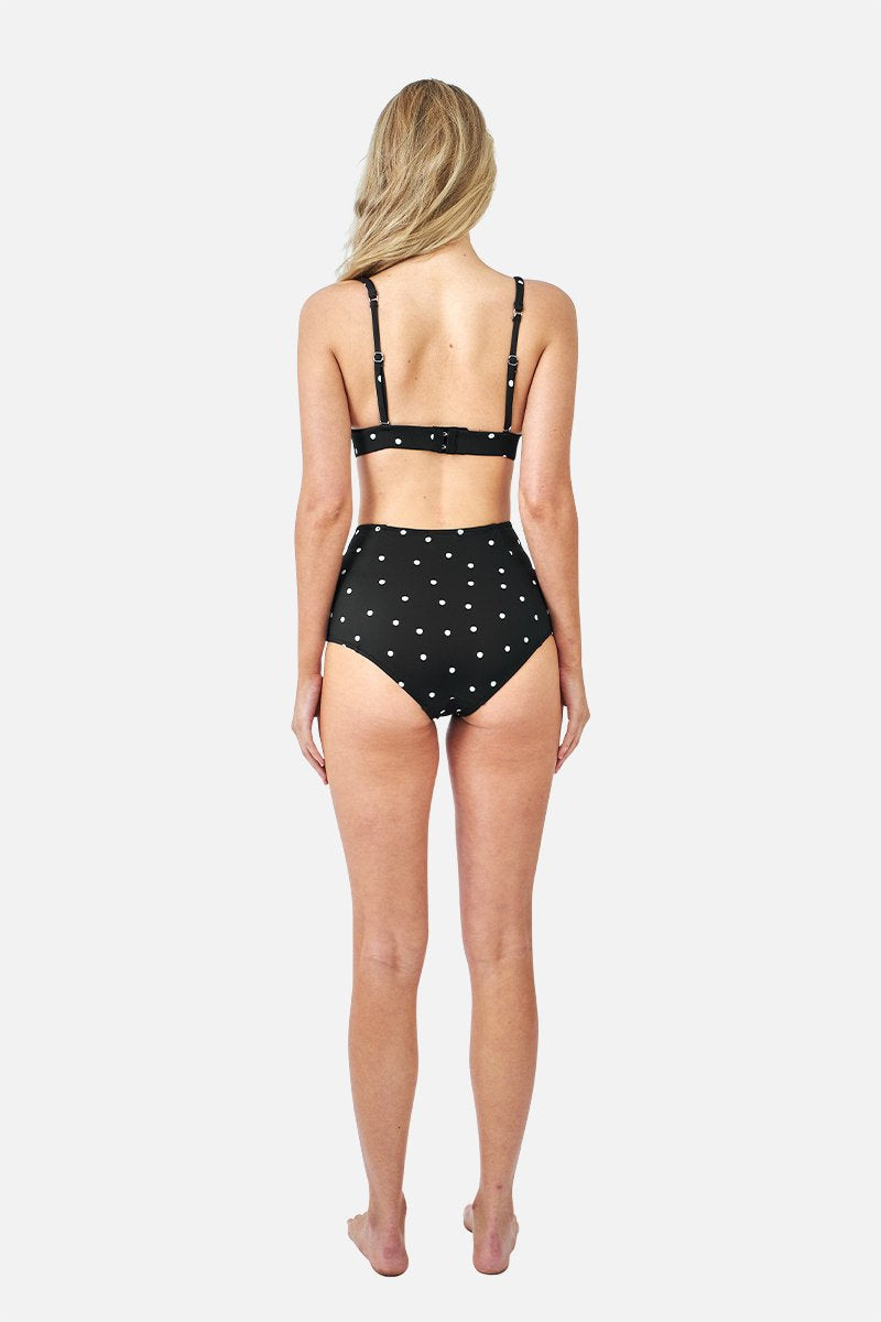 UNE PIECE-Never Say Never High-Waisted Bikini Bottom POLKA NOIR