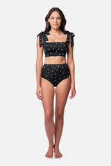 UNE PIECE-Never Say Never High-Waisted Bikini Bottom POLKA NOIR