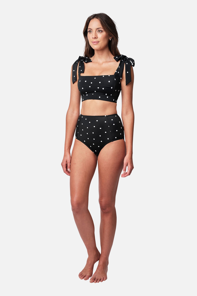 Black polka dot high waisted bikini online