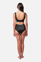 UNE PIECE-Never Say Never High-Waisted Bikini Bottom POLKA NOIR