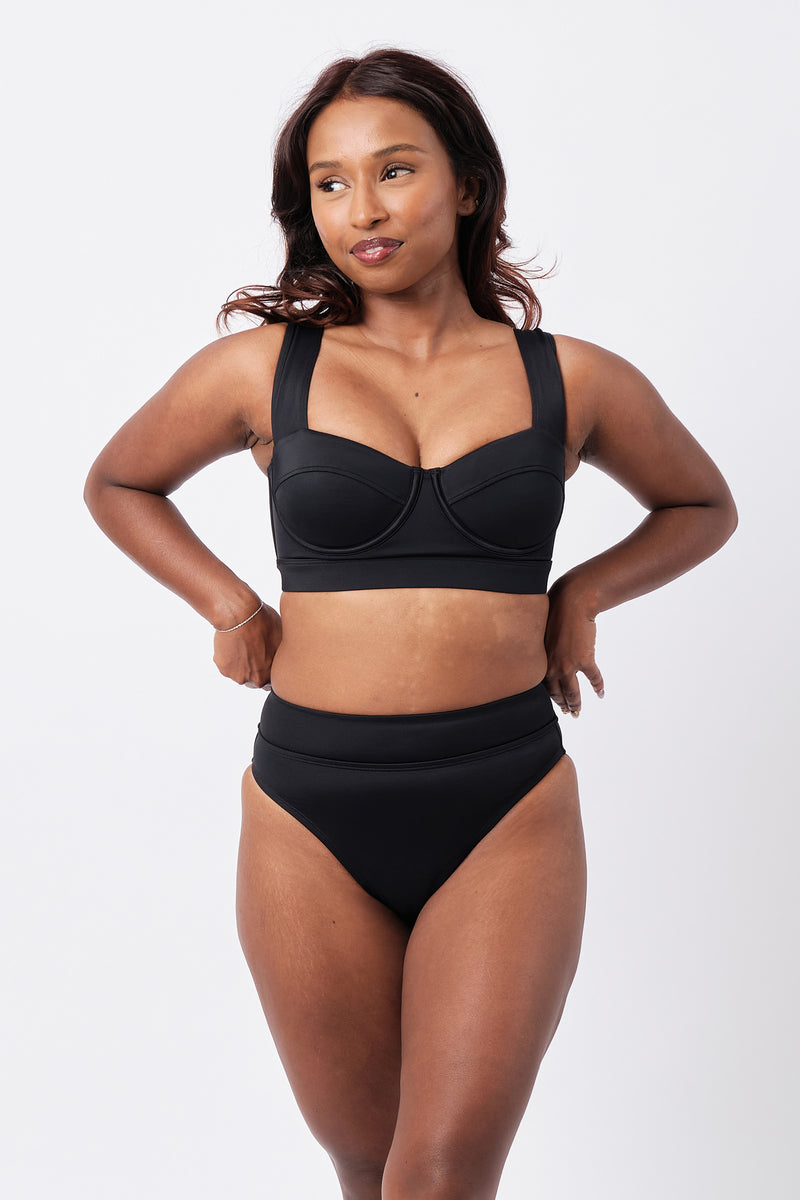Original Bustier Balconette Bikini Bralette BLACK – UNE PIECE