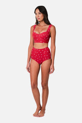 UNE PIECE-Original Bustier Balconette Bikini Bralette POLKA ROUGE TEXTURE