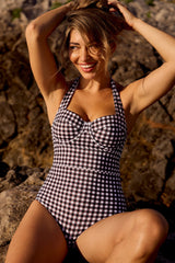 UNE PIECE Original Bustier Balconette One Piece in Black Gingham