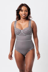 UNE PIECE Original Bustier Balconette One Piece in Black Gingham