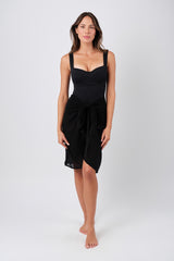 UNE PIECE Textured Original Bustier Balconette One Piece in Black