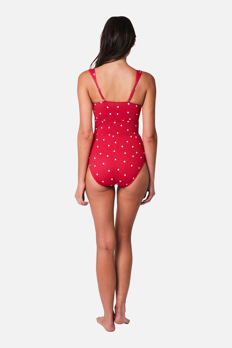 UNE PIECE-Original Bustier Balconette One Piece POLKA ROUGE TEXTURE