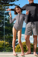 UNE PIECE-Original Girls Rashie BLACK GINGHAM