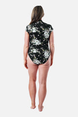 UNE PIECE-Original Sexie Rashie Cap Sleeve LONDON BOTANICAL BLACK
