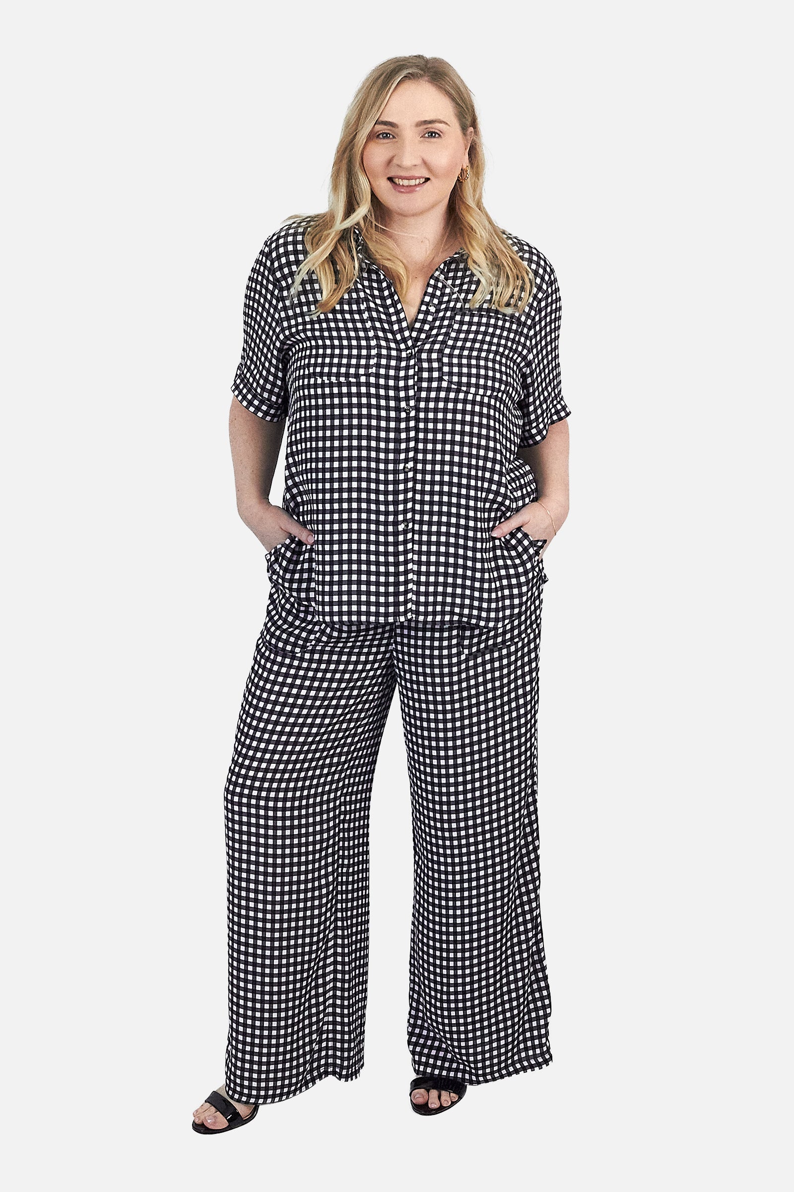 Palazzo Pants BLACK GINGHAM UNE PIECE