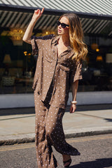 UNE PIECE Palazzo Pants in Chocolate Polka