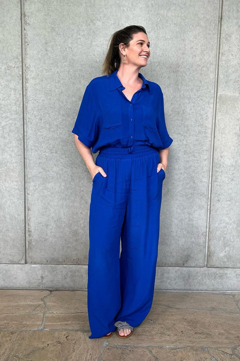 cobalt blue dress pants Good Feeling Royal Blue High Rise Pants by Priceless