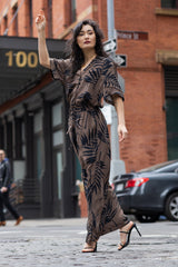 UNE PIECE Palazzo Pants in Palm Silhouette Chocolate