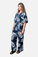 UNE PIECE Palazzo Pants in Palm Silhouette Navy