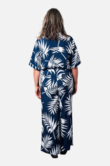 UNE PIECE Palazzo Pants in Palm Silhouette Navy