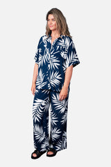 UNE PIECE Palazzo Pants in Palm Silhouette Navy