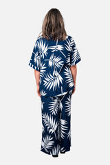UNE PIECE Palazzo Pants in Palm Silhouette Navy