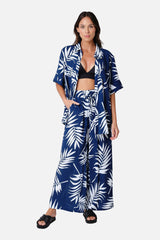 UNE PIECE Palazzo Pants in Palm Silhouette Navy