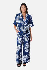 UNE PIECE Palazzo Pants in Palm Silhouette Navy