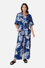 UNE PIECE Palazzo Pants in Palm Silhouette Navy