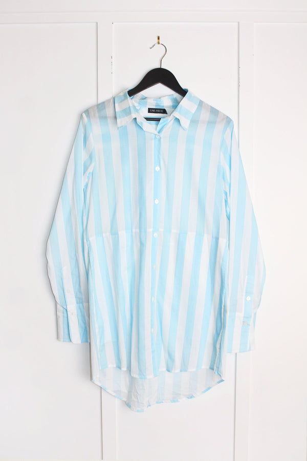 UNE PIECE-[Sample] Beach Shirt Dress HAMPTONS STRIPE LIGHT BLUE