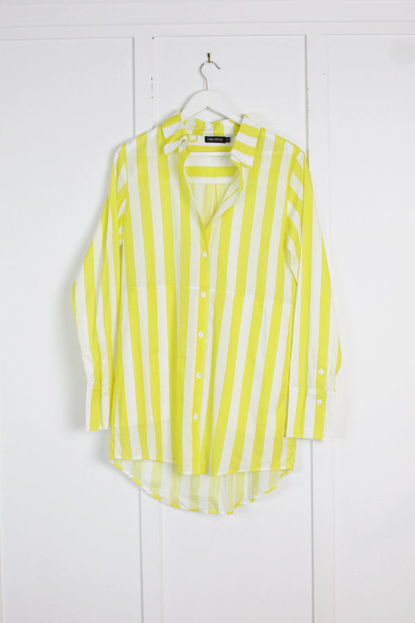 UNE PIECE-[Sample] Beach Shirt Dress HAMPTONS STRIPE YELLOW