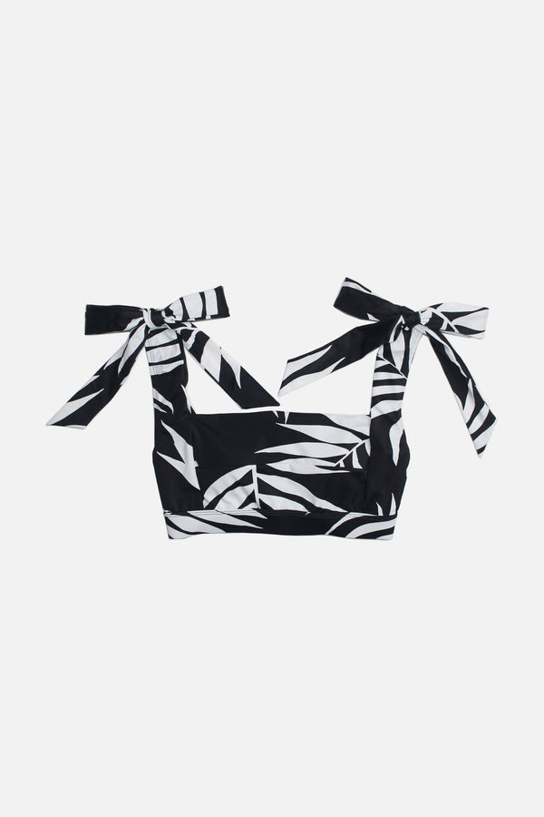UNE PIECE-[Sample] Classic Square Neck Bikini Bralette PALM SILHOUETTE BLACK