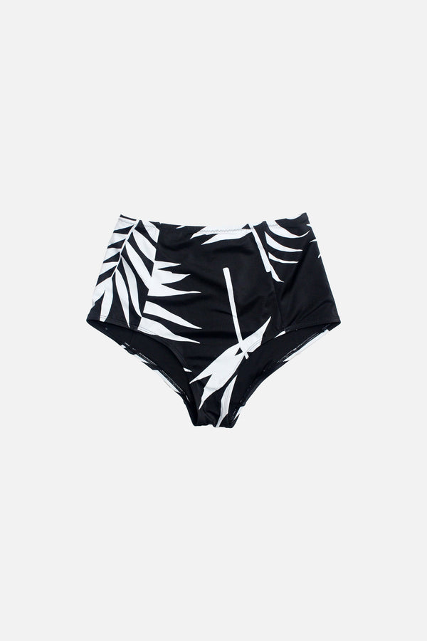 UNE PIECE-[Sample] Never Say Never High-Waisted Bikini Bottom PALM SILHOUETTE BLACK