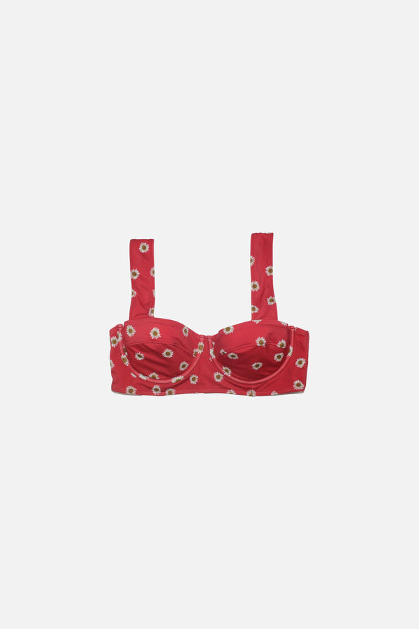 UNE PIECE-[Sample] Original Bustier Balconette Bikini Bralette PAPER DAISY RED