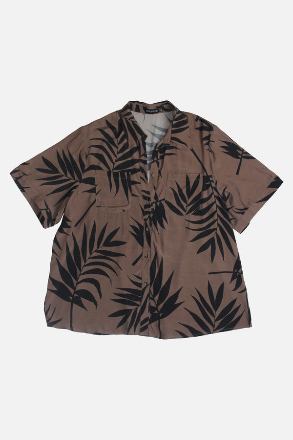 UNE PIECE-[Sample] Short Sleeve Button-Up Shirt PALM SILHOUETTE CHOCOLATE