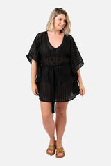 UNE PIECE-Scalloped Lace Kaftan BLACK