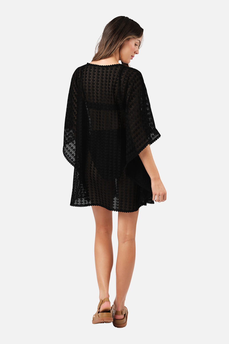 UNE PIECE-Scalloped Lace Kaftan BLACK