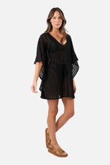 UNE PIECE-Scalloped Lace Kaftan BLACK