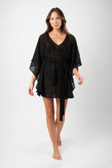 UNE PIECE-Scalloped Lace Kaftan BLACK