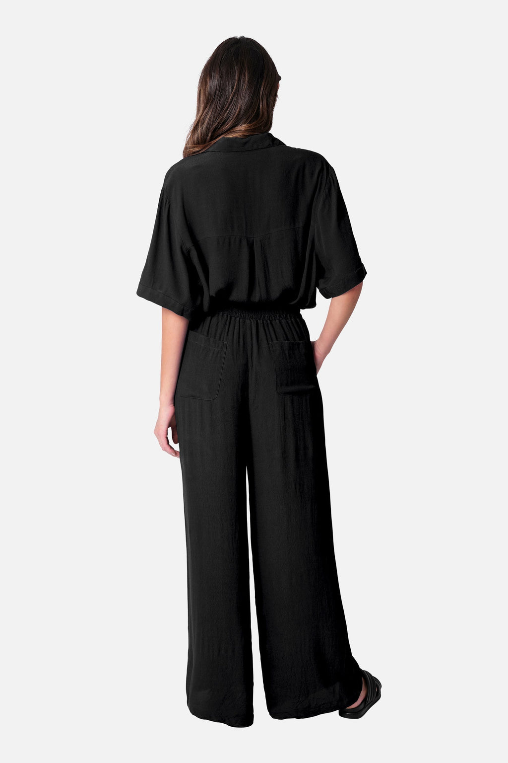 Short Sleeve Button-Up Shirt BLACK – UNE PIECE