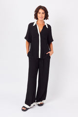 UNE PIECE-Short Sleeve Button-Up Shirt MONOCHROME